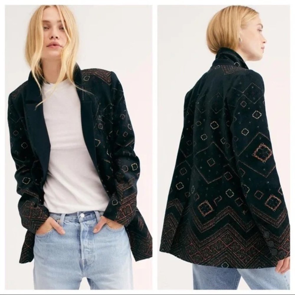 Free People Wonder of the World Velvet Blazer/Jacket